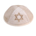 Velvet Kippah with Embroidery Size 4- Off White