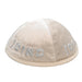 Velvet Kippah with Embroidery Size 4 - Silver, Beige