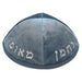 Velvet Kippah with Embroidery Size 4 - Silver, Blue