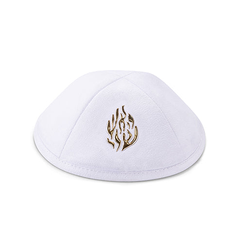 White Ultra Suede Kippah 19 cm with Pin Spot