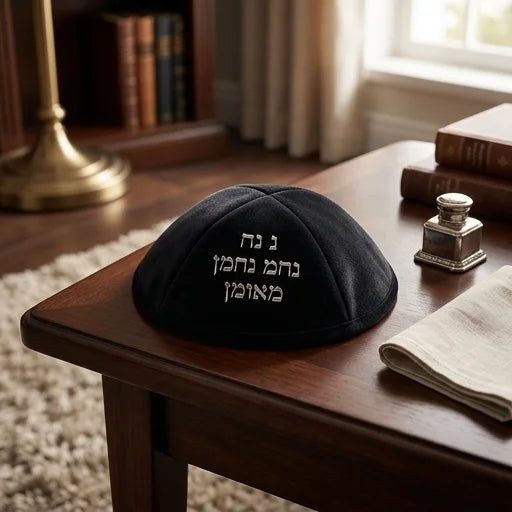 Ultra Suede Kippah 19 cm, with Pin Spot - Black