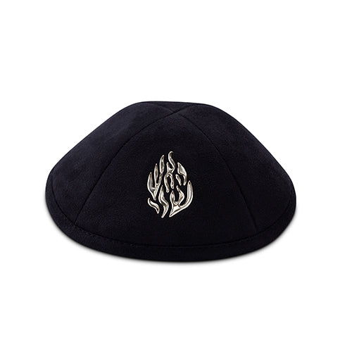 Ultra Suede Kippah 19 cm, with Pin Spot - Black