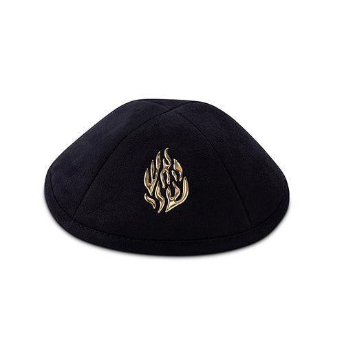 Ultra Suede Kippah 19 cm, with Pin Spot - Black