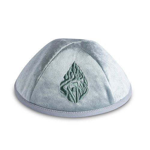 Velvet Kippah "Art-man" with Embroidery Size 3- Green