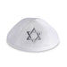 Velvet Kippah "Art-man" with Embroidery Size 4- White