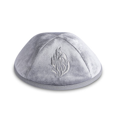 Velvet Kippah "Art-man" with Embroidery Size 3- Gray