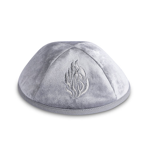 Velvet Kippah "Art-man" with Embroidery Size 3- Gray