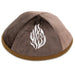 Velvet Kippah "Art-man" with Embroidery Size 3- Dark Brown