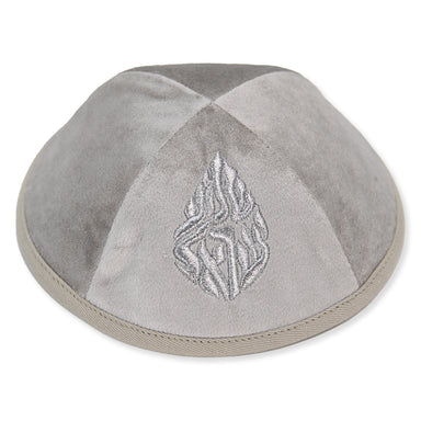 Velvet Kippah "Art-man" with Embroidery Size 3 - Beige