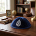Velvet Kippah "Art-man" with Embroidery Size 3- Blue - Dark Blue