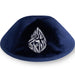 Velvet Kippah "Art-man" with Embroidery Size 3- Blue - Dark Blue
