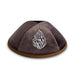 Velvet Kippah "Art-man" with Embroidery Size 3- Dark Brown