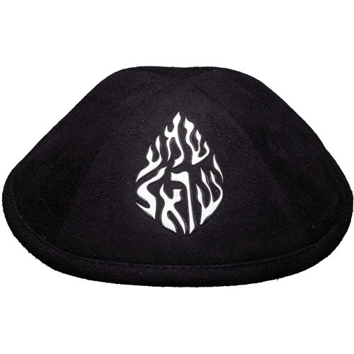 Black Ultra Suede Kippah 19 cm with Pin Spot