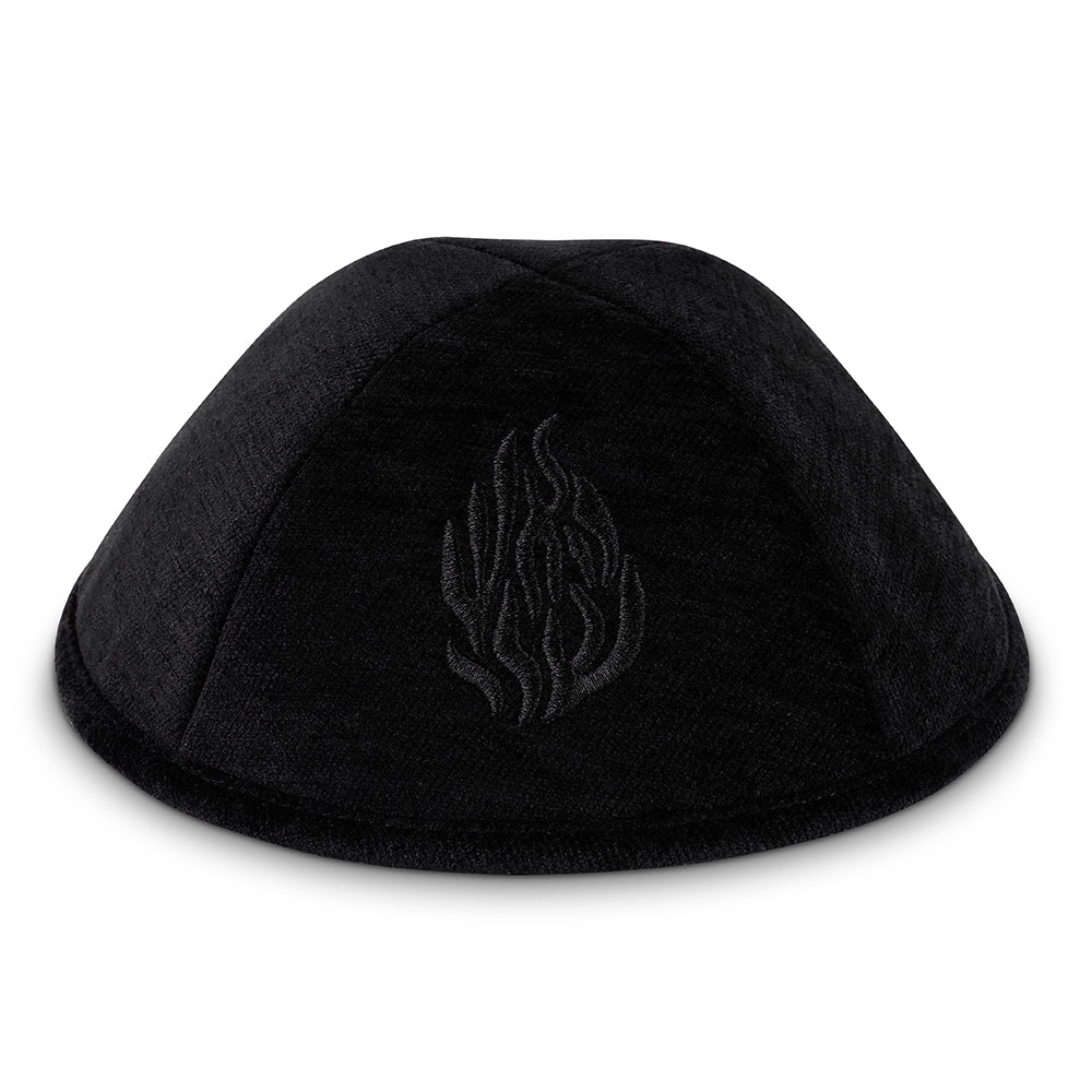 Fabric Kippah "Art-man" with Embroidery Size 4- Black