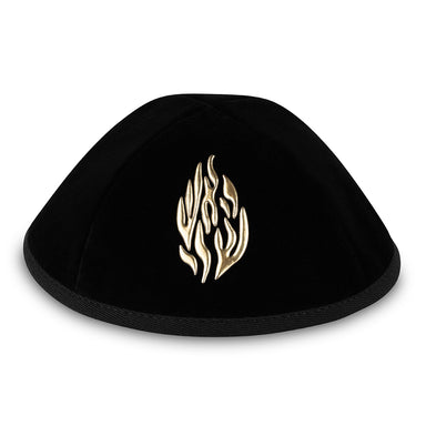 Velvet Kippah "Art-man" with Embossed Letters Size 4- Black - Gold