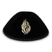Velvet Kippah "Art-man" with Embossed Letters Size 4- Black - Gold