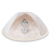 Velvet Kippah "Art-man" with Embossed Letters Size 4- Off White - Gold