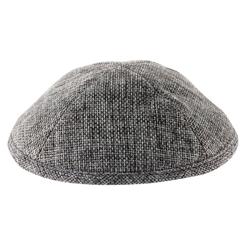 Linen Kippah 17cm- with Pin Spot- Dark Gray