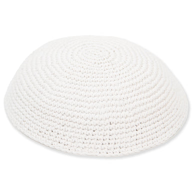 Knitted Kippah 17 cm- Plain White - 12 pcs