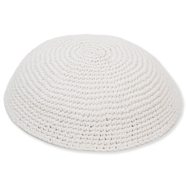 Knitted Kippah 18 cm- Plain White - 12 pcs