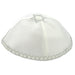 Satin Kippah 20cm- White with Star of David and Silver Around