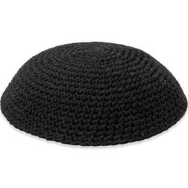 Knitted Kippah 17 cm- Black with Holes - 12 pcs