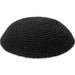 Knitted Kippah 17 cm- Black with Holes - 12 pcs