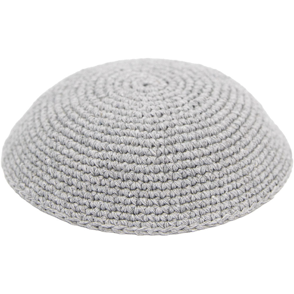 Knitted Kippah 17 cm- Plain Gray - 12 pcs