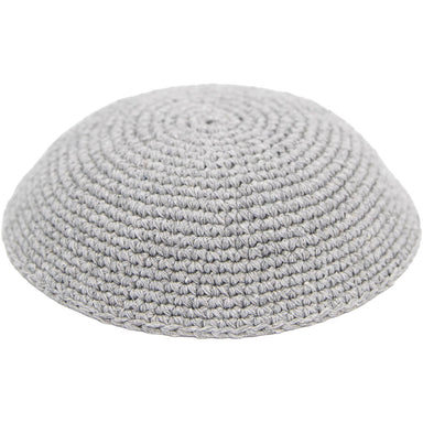 Knitted Kippah 17 cm- Plain Gray - 12 pcs