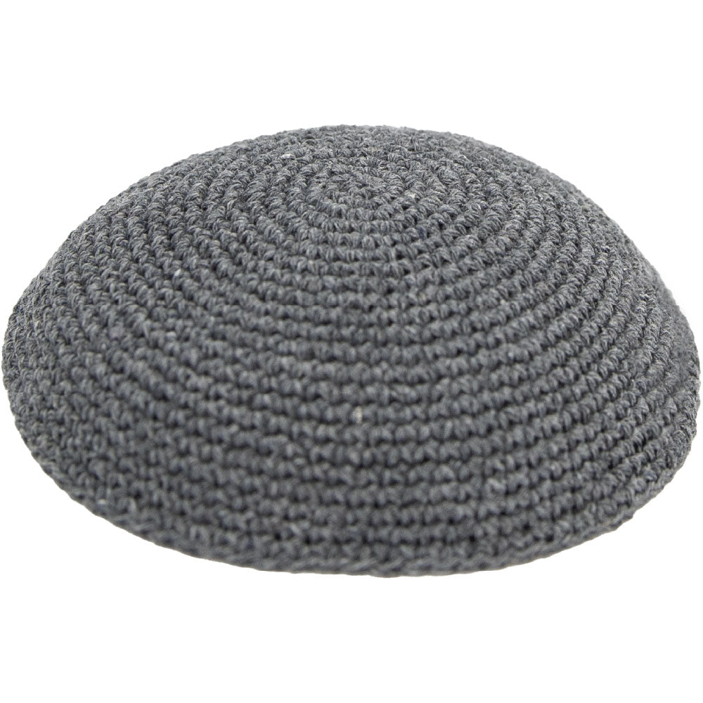 Knitted Kippah 17 cm- Plain Dark Gray - 12 pcs