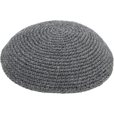 Knitted Kippah 19 cm- Plain Dark Gray - 12 pcs
