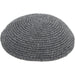 Knitted Kippah 19 cm- Plain Dark Gray - 12 pcs