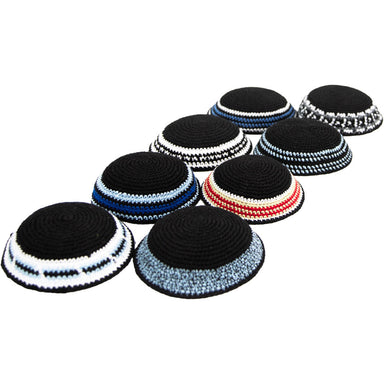Assorted Knitted Kippah - 18 cm - 24 pcs - Black