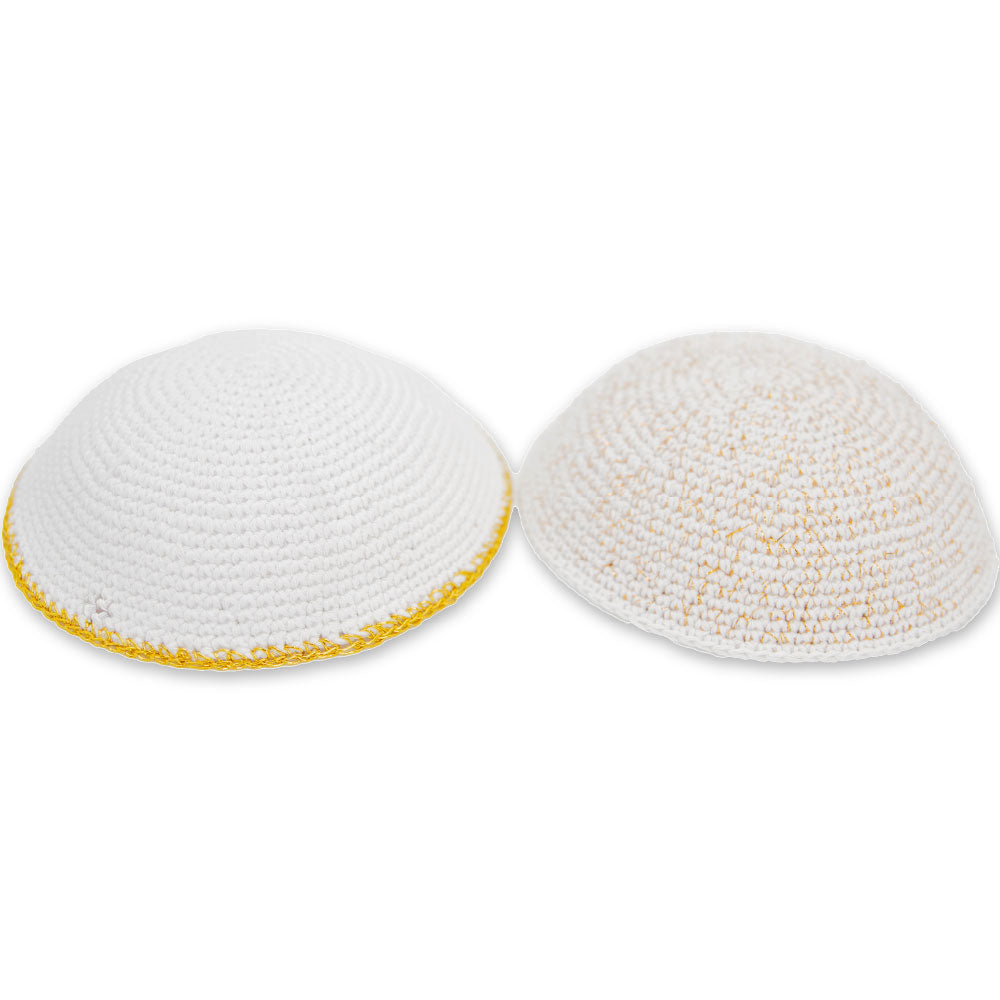 Assorted Knitted Kippah - 16 cm - 24 pcs - Gold, White