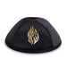 Velvet Kippah with Embossed Letters Size 4- Black