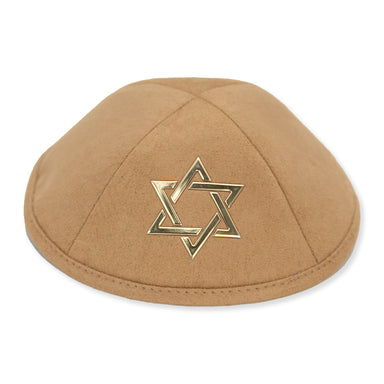 Brown Ultra Suede Kippah 19 cm with Spot for Pin