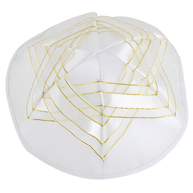 Satin Kippah 19 cm with Magen David - Gold