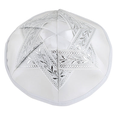Satin Kippah 19cm- With Silvered Star Of David