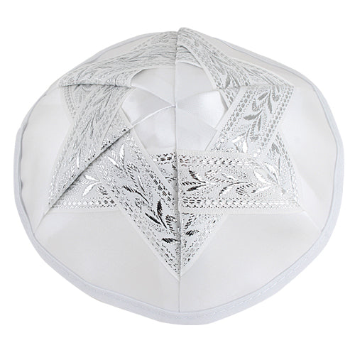Satin Kippah 19cm- With Silvered Star Of David