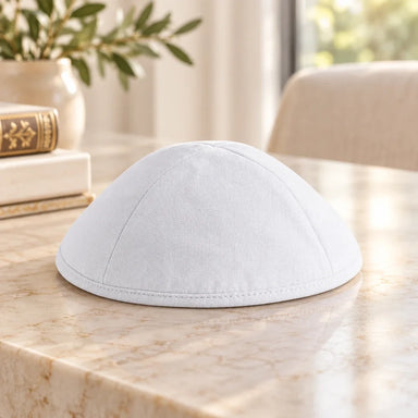 Linen Artman Kippah 20 cm- White