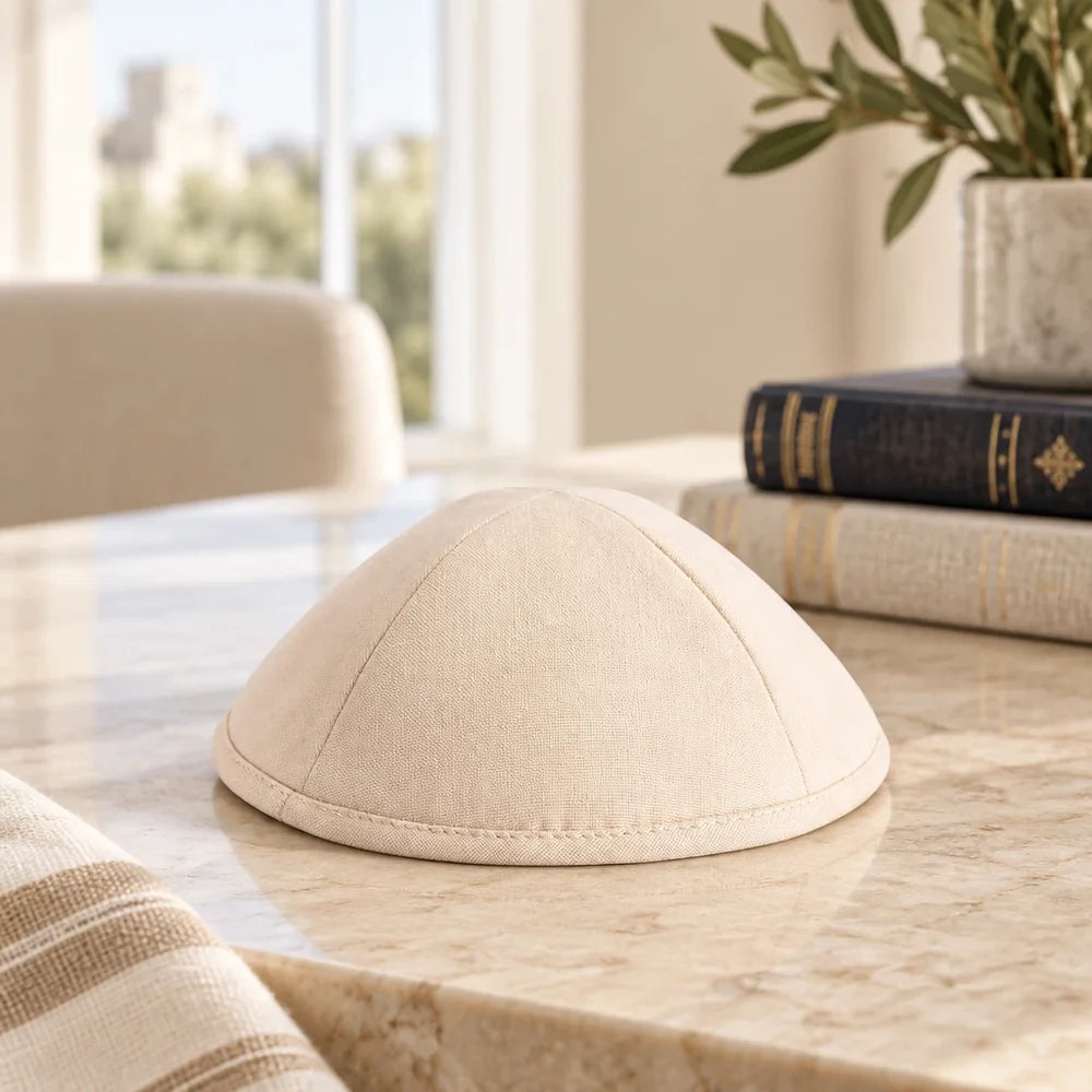 Linen Artman Kippah 20 cm- Beige