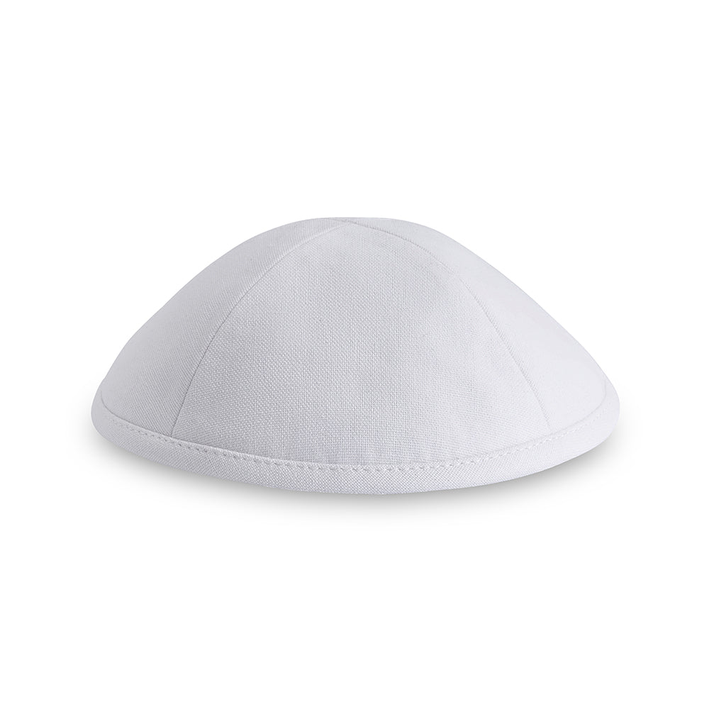 Linen Artman Kippah 18 cm- White