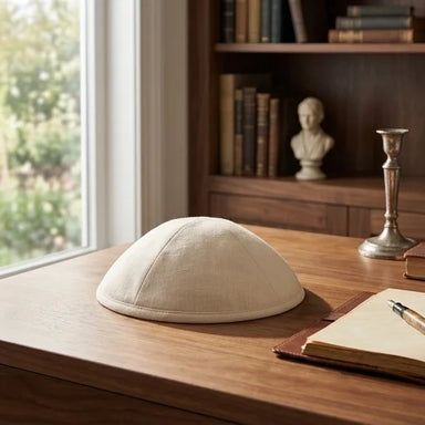 Linen Artman Kippah 18 cm- Beige