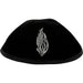 Velvet Plush Black Kippah 4 Parts, 19 cm Size 3 with Rim and Embroidery