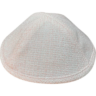 Elegant Fabric Kippah, 17 cm - White, Pink