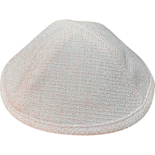 Elegant Fabric Kippah, 19 cm - White, Pink
