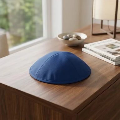 Elegant Blue Kippah Size 2 17.5 cm