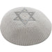 Knitted Kippah 16cm- Silver Star of David Embroidery