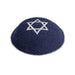Knitted Kippah Blue Silver m. 16 cm - with Embroidery