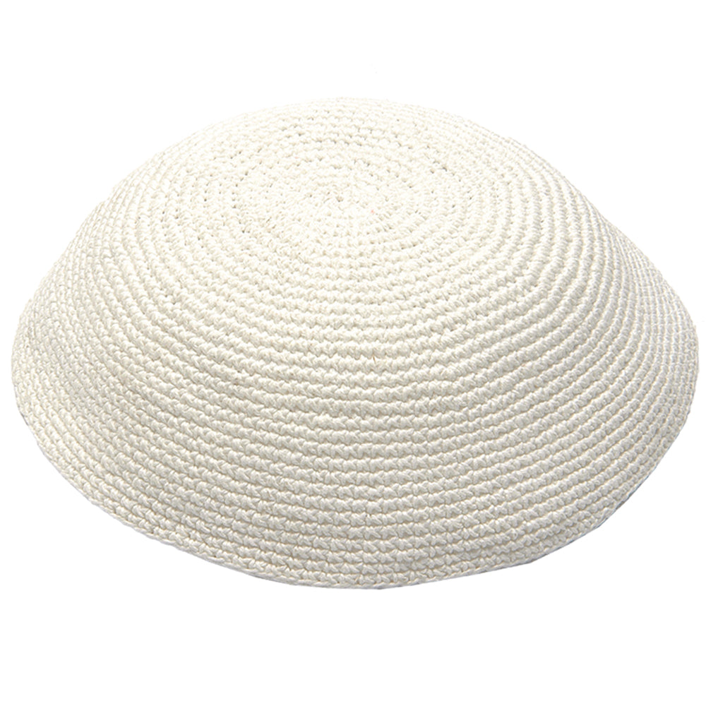 Knitted Kippah 19 cm- Plain White